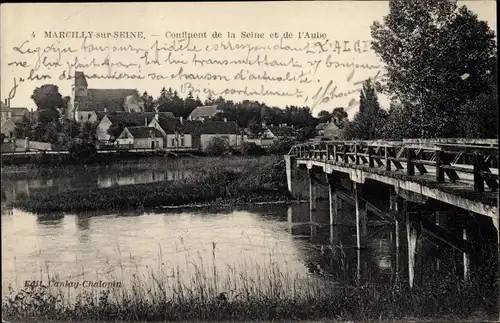 Ak Marcilly sur Seine Marne, Confluent de la Seine et de l'Aube