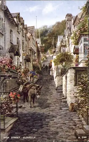 Ak Clovelly Devon South West England, High Street