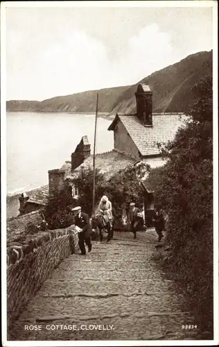 Ak Clovelly Devon South West England, Rose Cottage