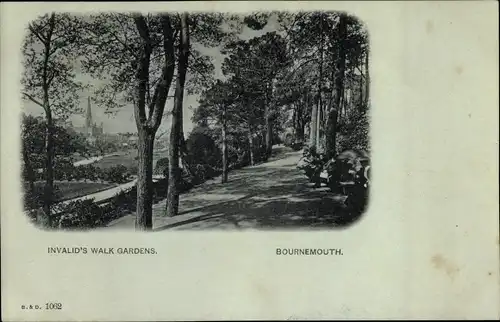 Ak Bournemouth Dorset South West England, Invalid's Walk Gardens