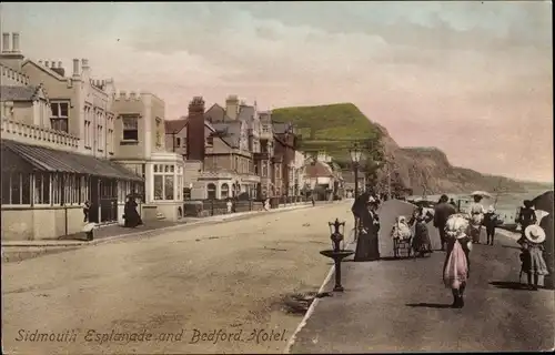 Ak Sidmouth Devon South West England, Esplanade and Bedford Hotel