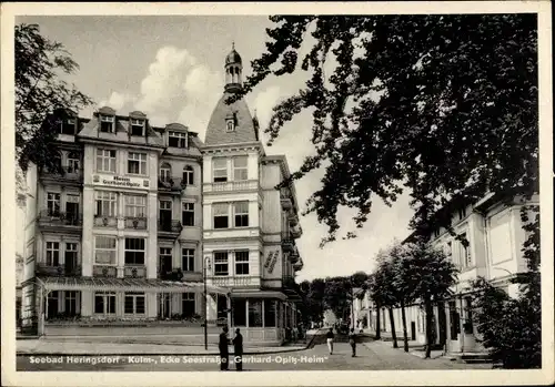 Ak Ostseebad Heringsdorf auf Usedom, Kulm-, Ecke Seestraße Gerhard Opitz Heim