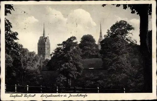 Ak Hansestadt Rostock, Kröpeliner Tor und Jacobikirche