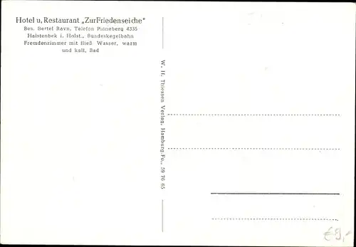 Ak Halstenbek Schleswig Holstein, Gasthof zur Friedenseiche, Kegelbahn