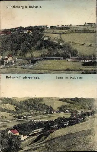 Ak Niederstriegis Roßwein in Sachsen, Muldentalpartie, Ullrichsberg
