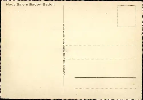 Ak Baden Baden am Schwarzwald, Haus Salem