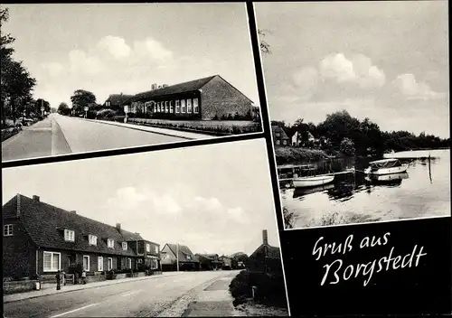 Ak Borgstedt in Schleswig Holstein, Straßenpartie, Partie am Wasser