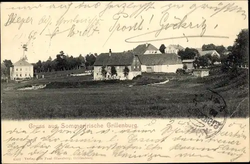 Ak Grillenburg Tharandt Sachsen, Blick auf den Ort