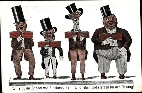 Künstler Ak Finsterwalde in der Niederlausitz, Gesangsverein, leben und Sterben für den Gesang, Hüte