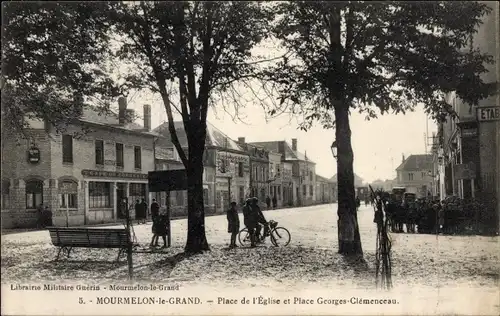 Ak Mourmelon le Grand Marne, Place de l'Eglise et Place Georges Clemenceau