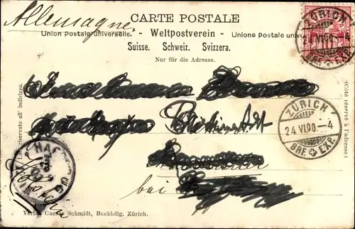 Passepartout Ak Zürich Stadt Schweiz, Blick auf den Ort vom Utoquai aus