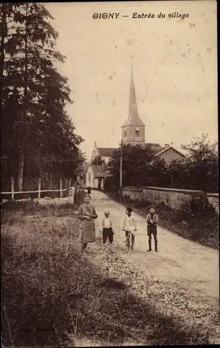 Ak Gigny Yonne, Entree du Village