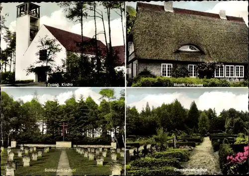 Ak Großenkneten Niedersachsen, Kirche, Forstamt, Soldatenfriedhof Gemeindefriedhof