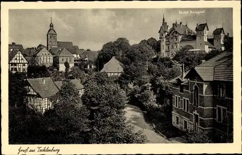 Ak Tecklenburg in Westfalen, Blick auf den Ort, Hotel Burggraf