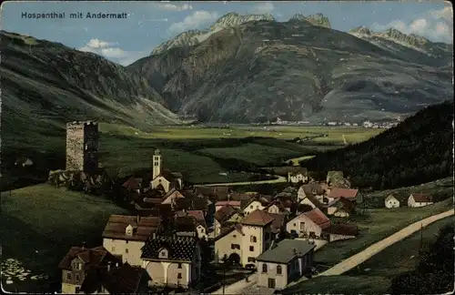 Ak Andermatt Kanton Uri, Blick auf das Hospental