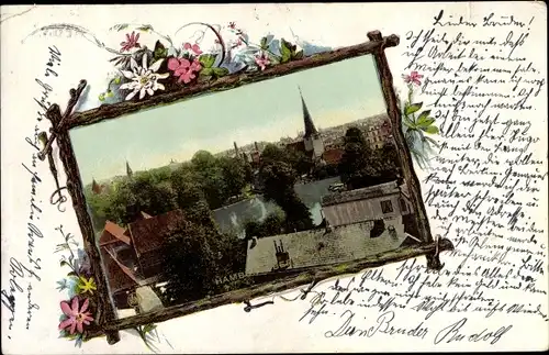 Passepartout Ak Hamburg Bergedorf, Blick auf den Ort