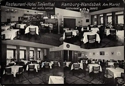 Ak Hamburg Wandsbek, Restaurant Hotel Tiefenthal, Am Markt, Innenansicht