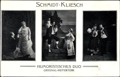 Ak Schmidt Kliesch, Humoristisches Duo, Portrait, Kostüme