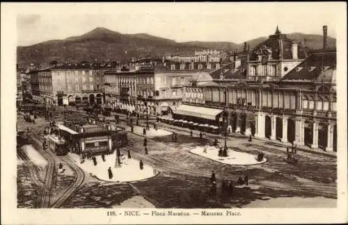 Ak Nice Nizza Alpes Maritimes, Place Massena