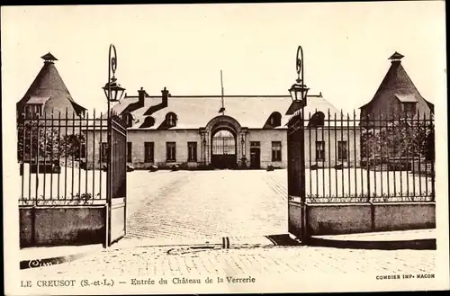 Ak Le Creusot Saône et Loire, Entree du Chateau de la Verrerie