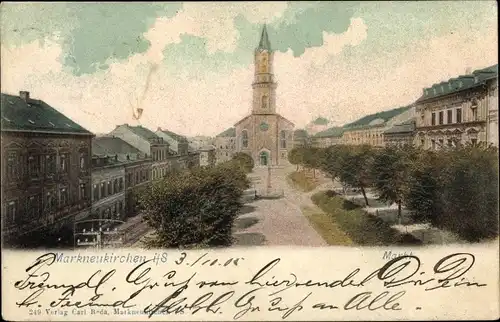 Ak Markneukirchen im Vogtland, Marktplatz, Kirche