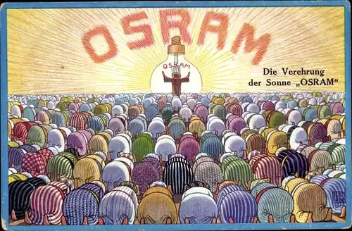 Künstler Ak Frenz, H., Osram Lampe, Die Verehrung der Sonne