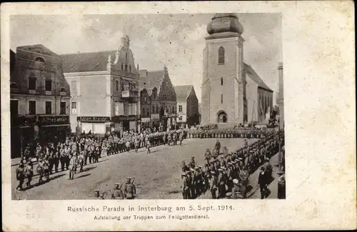 Ak Tschernjachowsk Insterburg Ostpreußen, Russische Parade am 5. September 1914