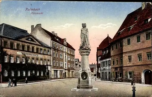 Ak Kulmbach in Oberfranken, Holzmarkt, Denkmal