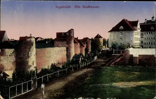 Ak Ingolstadt an der Donau Oberbayern, alte Stadtmauer