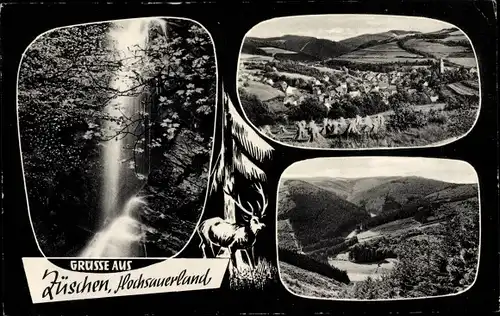 Ak Züschen Winterberg im Sauerland, Wasserfall, Landschaft, Ort