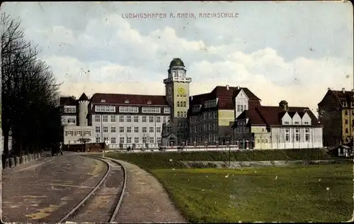Ak Ludwigshafen am Rhein, Rheinschule, Gleise