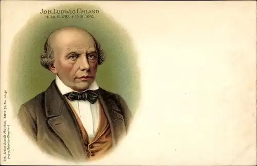 Litho Dichter Joh. Ludwig Uhland, Portrait