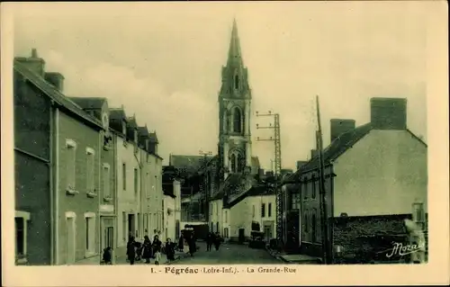 Ak Fegreac Loire Atlantique, La Grande Rue, Église