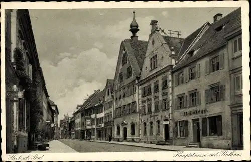 Ak Stockach im Hegau, Hauptstraße mit Rathaus