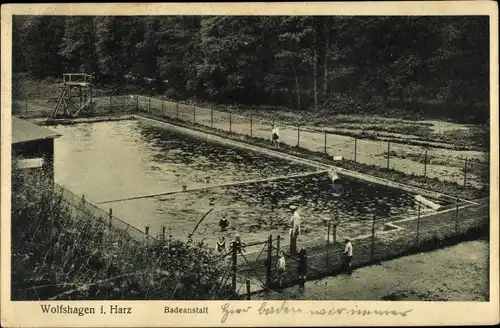 Ak Wolfshagen Langelsheim am Harz, Badeanstalt