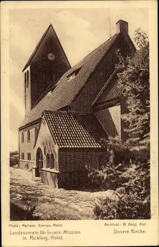 Ak Rickling im Kreis Segeberg, Kirche, Landesverein für Innere Mission