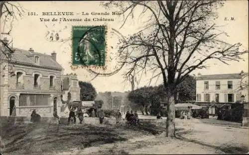 Ak Bellevue Hauts de Seine, La Grande Rue, Vue de l'Avenue du Chateau