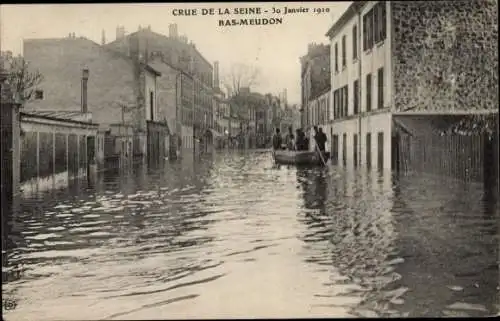 Ak Bas Meudon Hauts de Seine, Crue de la Seine, 30 Janvier 1910