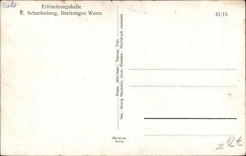 Ak Breitungen an der Werra, Hindenburgstraße, Erfrischungshalle E. Scharfenberg