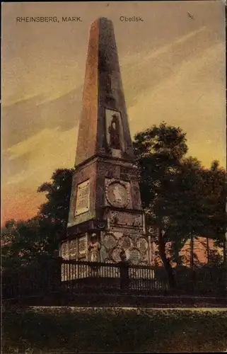 Ak Rheinsberg in Brandenburg, Obelisk