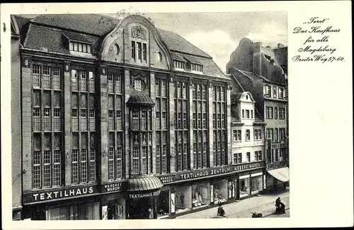 Ak Magdeburg an der Elbe, Tezet, Textilhaus Zentrum, Weberei Waren