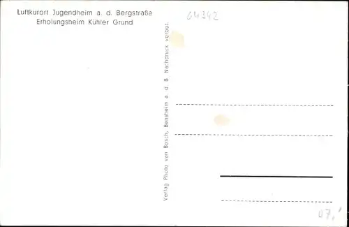 Ak Jugendheim an der Bergstraße, Erholungsheim Kühler Grund