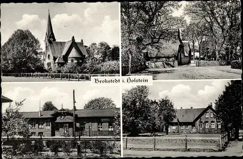 Ak Brokstedt in Schleswig Holstein, Kirche, Partie am Bahnhof