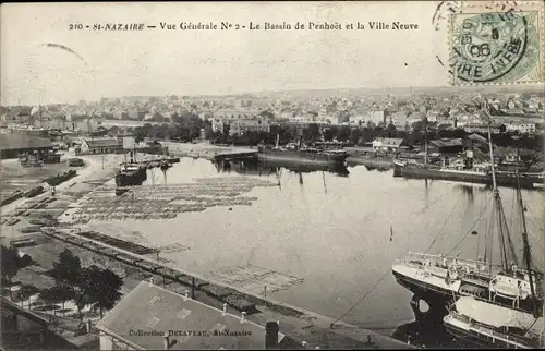 Ak Saint Nazaire Loire Atlantique, Vue Générale, Le Bassin de Penhoet et la Ville Neuve