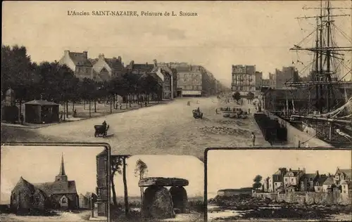 Ak Saint Nazaire Loire Atlantique, Peinture de L. Singier, Église