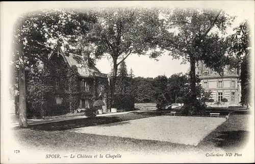 Ak Spoir Mignieres Eure et Loir, Le Chateau et la Chapelle
