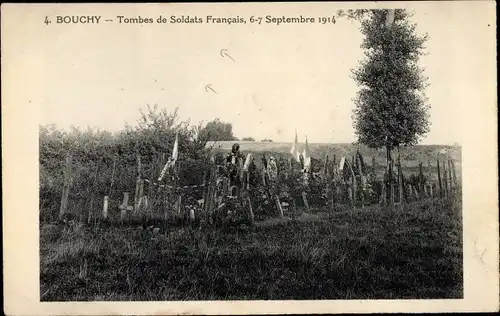Ak Bouchy Marne, Tombes de Soldats Francais, 6-7 Septembre 1914