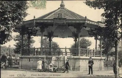 Ak Clichy Hauts de Seine, Place des Fetes, Le Kiosque