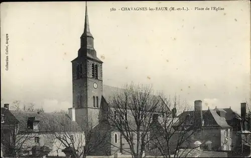 Ak Chavagnes les Eaux Maine et Loire, Place de l'Église