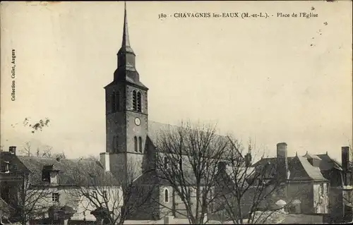 Ak Chavagnes les Eaux Maine et Loire, Place de l'Église